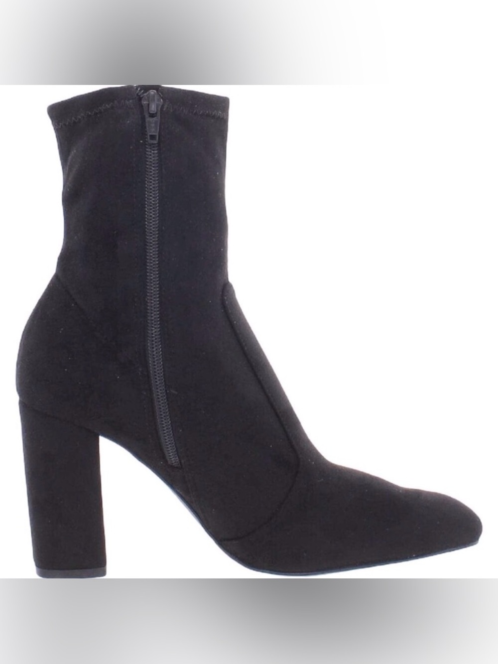 NIB [Steve Madden] Sora High Ankle Block Heel Boots Black Suede Women's Sz 11 - Picture 2 of 14